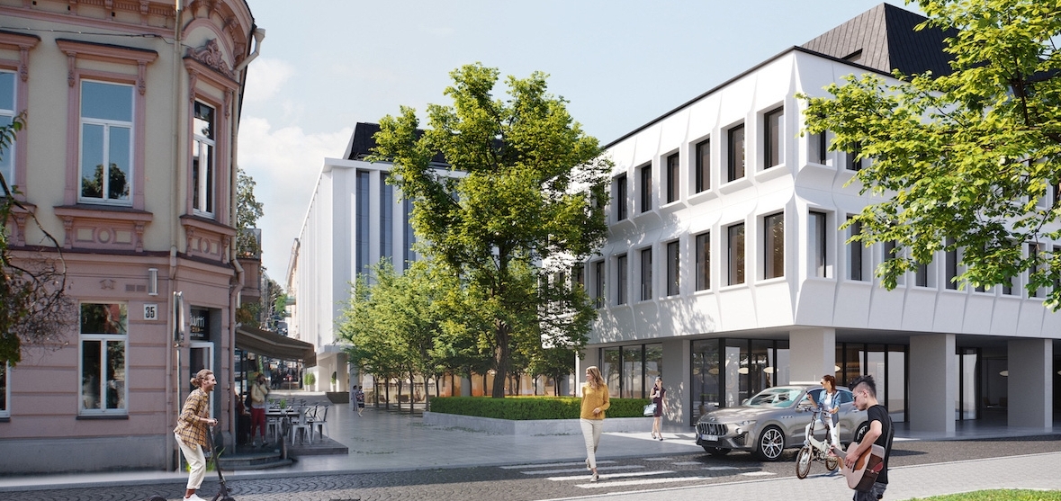 INVL Baltic Real Estate presents design proposals for reconstruction of an office building in the Vilnius Old Town